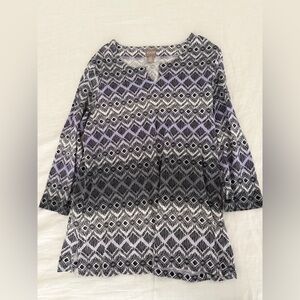 Chico's Purple Black White Geometric Tunic Top